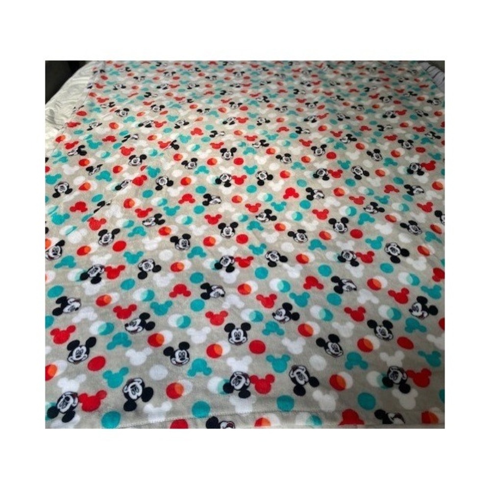 The Big One Mickey Mouse Throw Blanket OS Tan Polka Dot Good Soft Fleece Disney
